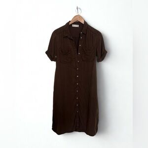 Brown Button-Up Shirt Dress